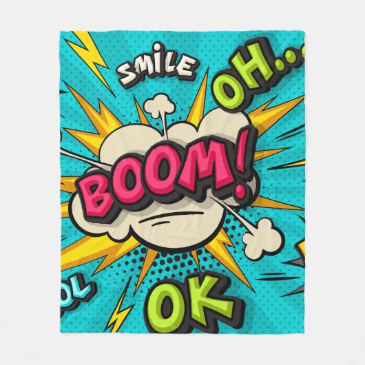 Boom pop-kunstwolkenbubbel. Lachen, wow, pow, cool Fleece Deken (Voorkant)