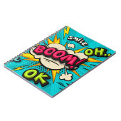 Boom pop-kunstwolkenbubbel. Lachen, wow, pow, cool Notitieboek (Linkerzijde)