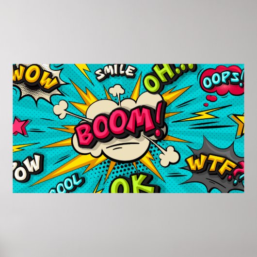 Boom pop-kunstwolkenbubbel. Lachen, wow, pow, cool Poster (Voorkant)