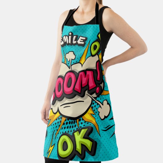 Boom pop-kunstwolkenbubbel. Lachen, wow, pow, cool Schort (Insitu)