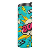 Boom pop-kunstwolkenbubbel. Lachen, wow, pow, cool Thermosbeker (Gedraaid links)