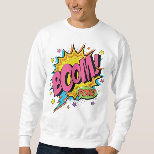 BOOM POW Comic T-shirt – Retro Pop Art Explosie (Voorkant)