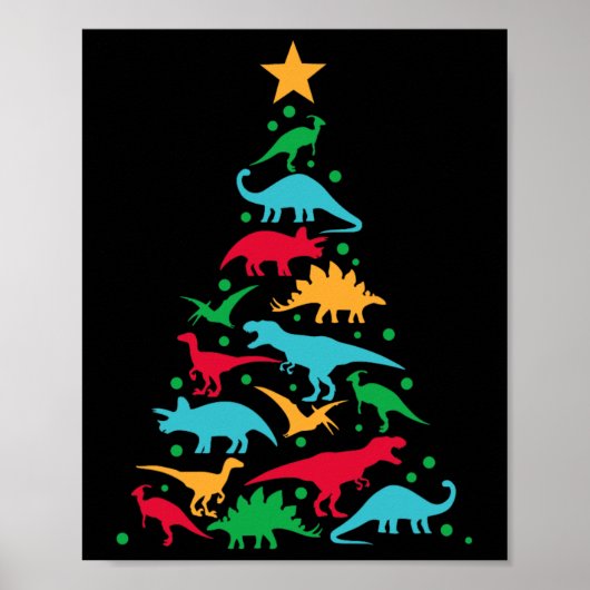 Boom Rex Dinosaur Dino kerstboom Fu Poster (Voorkant)