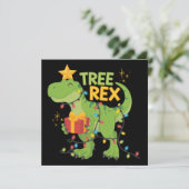 Boom Rex Dinosaur Familie Kerst Groep Matching  Feestdagenkaart (Staand voorkant)