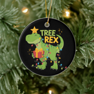 Boom Rex Dinosaur Familie Kerst Groep Matching Keramisch Ornament