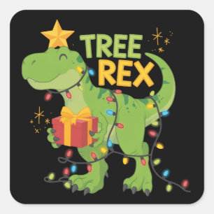 Boom Rex Dinosaur Familie Kerst Groep Matching  Vierkante Sticker