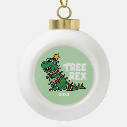 Boom Rex Keramische Bal Ornament (Voorkant)