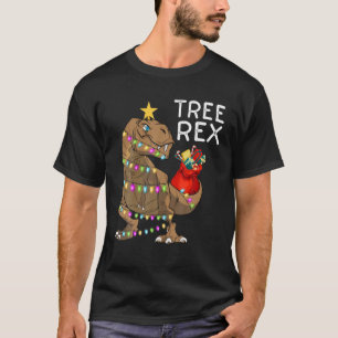 Boom Rex-kerstdinosaurus-kerstboomverlichting T-shirt