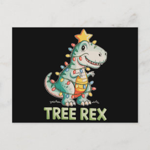 Boom Rex Kerstmis Dinosaur T Rex Kerst Lichtjes Feestdagenkaart