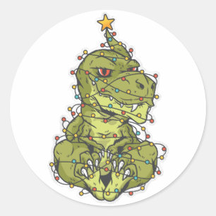 Boom Rex Kerstmis Ronde Sticker