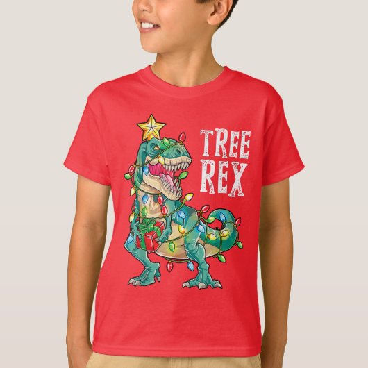 Boom Rex Shirt Kerstmis T-Rex kerstdinosaurus (Voorkant)