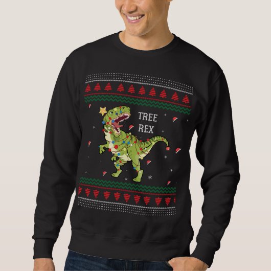 Boom Rex Trex Dinosaur Light Ugly KerstSweate Trui (Voorkant)