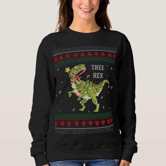 Boom Rex Trex Dinosaur Light Ugly KerstSweate Trui (Voorkant)