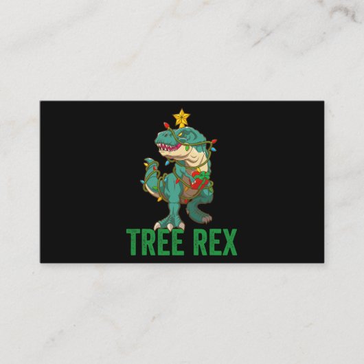 Boom Rex Tshirt als grappige kerstdinosaur-boom Visitekaartje (Voorkant)