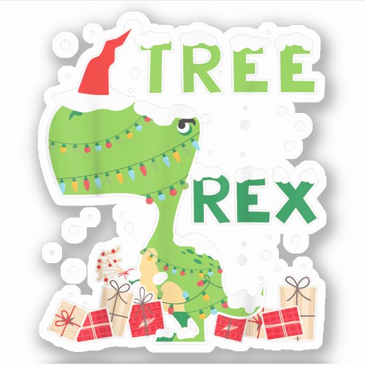 Boom Rex verlicht kerstboom T-rex T-shirt Dinos Sticker (Voorkant)