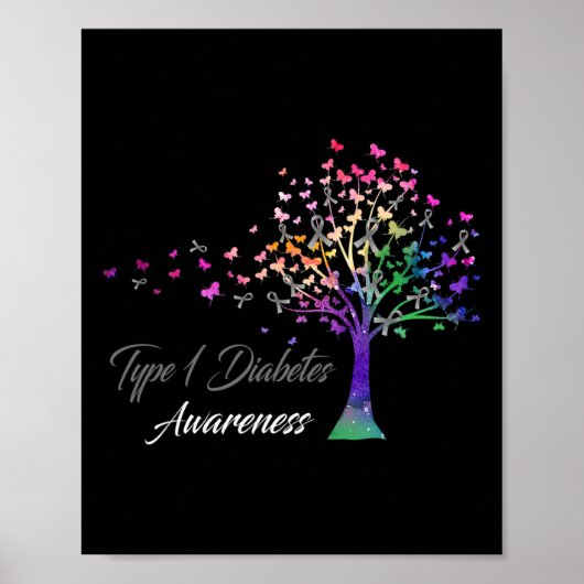 Boom Ribbon Type 1 Diabetes Awareness Poster (Voorkant)