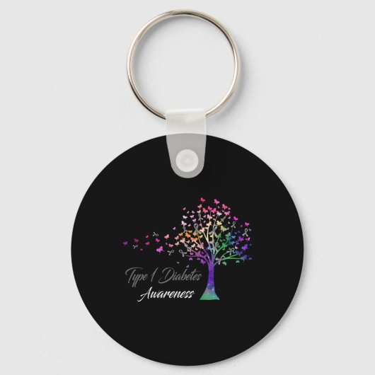 Boom Ribbon Type 1 Diabetes Awareness Sleutelhanger (Voorkant)