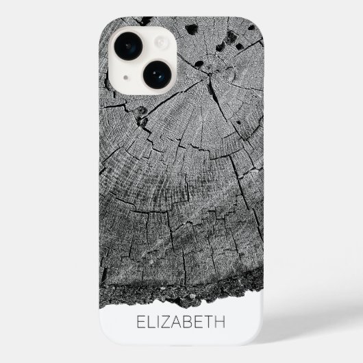 Boom Ring Afdrukken Zwart-witte Natuur Hout Snijna Case-Mate iPhone Case (Achterkant)