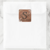 Boom Ringen Rustiek Land Bruiloft Monogram Vierkante Sticker (Tas)