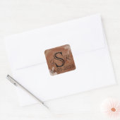 Boom Ringen Rustiek Land Bruiloft Monogram Vierkante Sticker (Envelop)