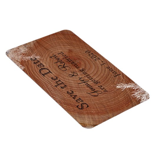 Boom Ringen Rustiek Land Bruiloft Save the Date Magneet (Rechterzijde)