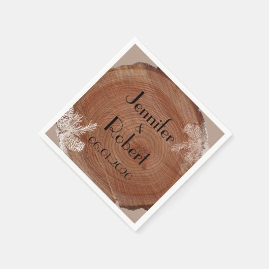 Boom ringen rustieke land bruiloft servet (Hoek)