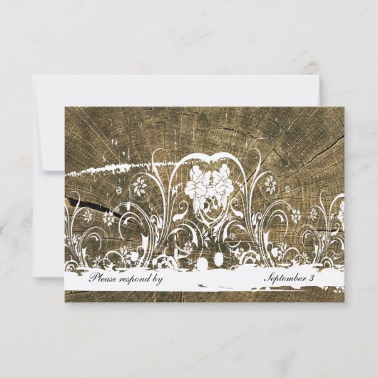 Boom Rings Shabby Lace Rsvp met enveloppen (Voorkant)