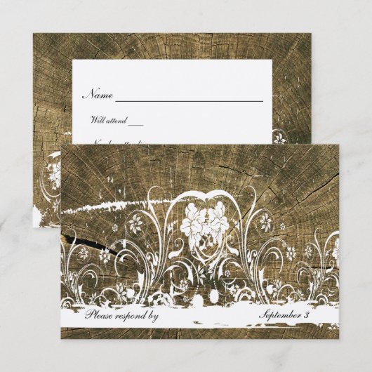 Boom Rings Shabby Lace Rsvp met enveloppen (Voorkant / Achterkant)