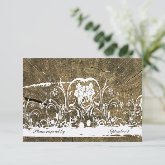 Boom Rings Shabby Lace Rsvp met enveloppen (Staand voorkant)