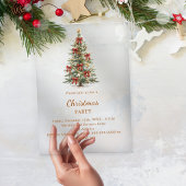 Boom rode strikken heldere luxe Kerstfeest Acryl Uitnodigingen