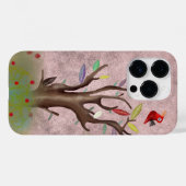 Boom rode vogel geschilderde kunst bleke roze Case-Mate iPhone case (Achterkant (horizontaal))