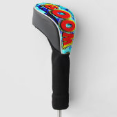 Boom Rood en Geel Comic Book Action Bubble Golfheadcover (Schuin)