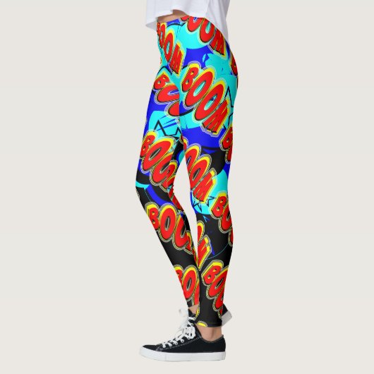 Boom Rood en Geel Comic Book Action Bubble Leggings (Links)