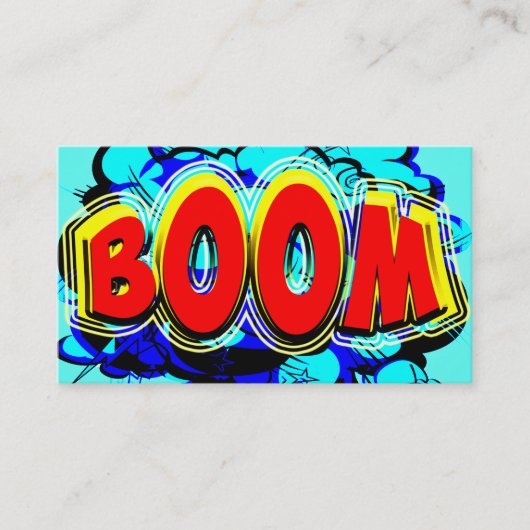 Boom Rood en Geel Comic Book Action Bubble Visitekaartje (Voorkant)