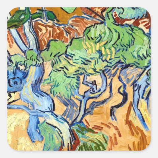 Boom Roots (1890) botanical art Van Gogh scrapbook Vierkante Sticker (Voorkant)