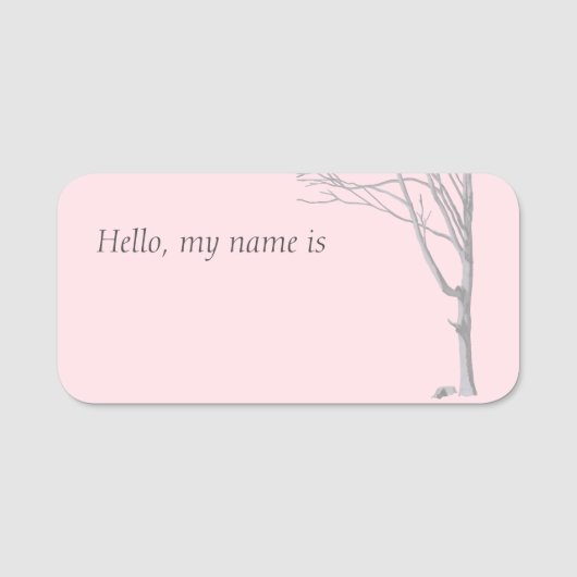 Boom roze Hallo Mijn naam is Naamplaatje (Voorkant)