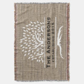 Boom Rustic Burlap Familienaam Vastgesteld Deken (Voorkant Verticaal)