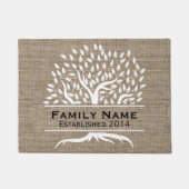  Boom Rustic Burlap Familienaam Vastgesteld Deurmat (Voorkant)