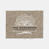  Boom Rustic Burlap Familienaam Vastgesteld Fleece Deken (Voorkant (Horizontaal))