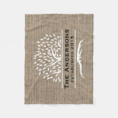  Boom Rustic Burlap Familienaam Vastgesteld Fleece Deken (Voorkant)