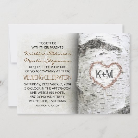 Boom Rustic Wedding Invitations Kaart (Voorkant)