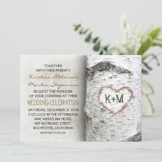 Boom Rustic Wedding Invitations Kaart (Staand voorkant)