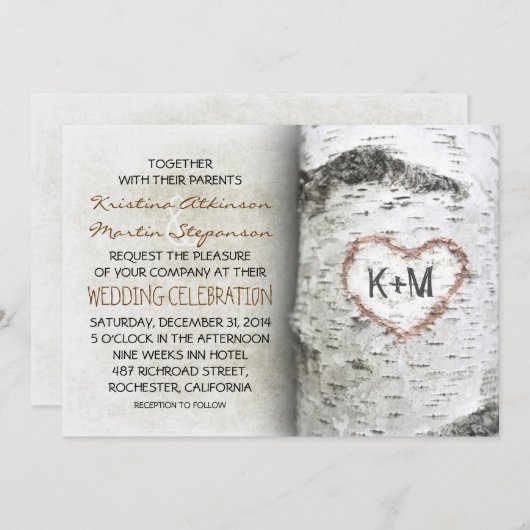 Boom Rustic Wedding Invitations Kaart (Voorkant / Achterkant)
