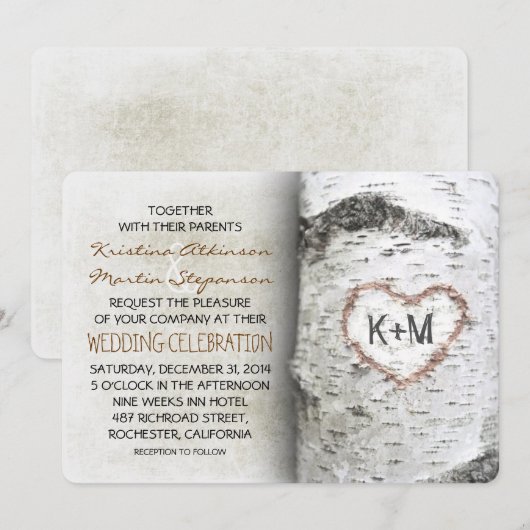 Boom Rustic Wedding Invitations Kaart (Voorkant / Achterkant)