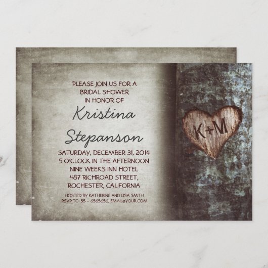 Boom rustieke bruids douche uitnodigingen (Voorkant / Achterkant)