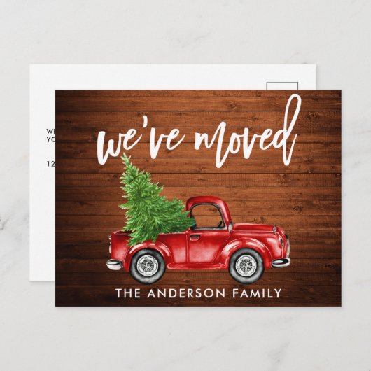 Boom Rustisch adres van penseel-script rode vracht Briefkaart (Voorkant / Achterkant)