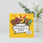 BOOM Save the Date Leuk Retro Strip Pop Art (Staand voorkant)