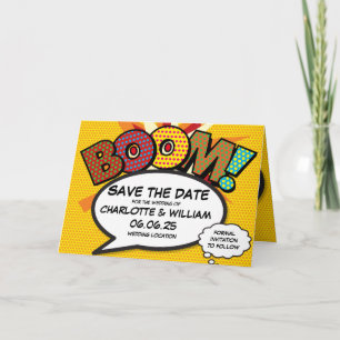 BOOM Save the Date Leuk Retro Strip Pop Art Aankondiging