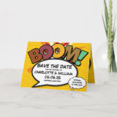 BOOM Save the Date Leuk Retro Strip Pop Art Aankondiging (Voorkant)