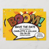 BOOM Save the Date Leuk Retro Strip Pop Art Kaart (Voorkant / Achterkant)